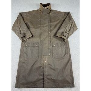 Australian Outback Duster Coat Men's M Brown Waxed Cotton Oilskin Canada Vintage